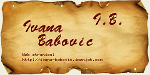 Ivana Babović vizit kartica